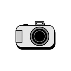 minimalism gray black and white photo camera icon logo with shadow for photo studio