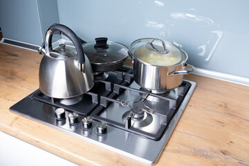 stainless steel stove and kettle