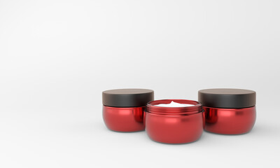 Jar of face cream on the table. Skin care. 3d rendering.	