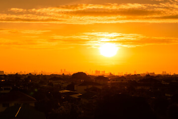 silhouette of a golden sunset in bangkok