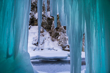 icicles on waterfall