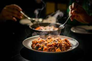 Tasty appetizing classic italian spaghetti pasta