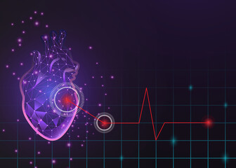 medical futuristic heart background vector, hi tech heart illustration.