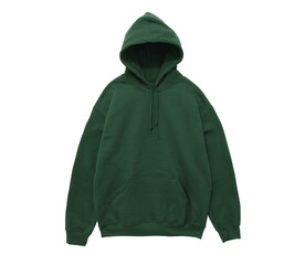 Blank hoodie sweatshirt color green front view on white background
