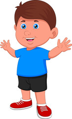 cute boy waving isolated on white background