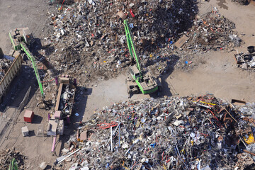 An aerial photography taken from a helicopter of a scrap metal recycling business in Newport Wales....