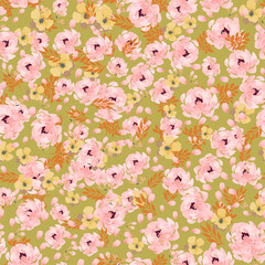 Beautiful, delicate seamless pattern with peonies in a watercolor style.