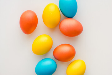 colored eggs, easter eggs, colored eggs on a white background