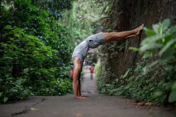 Man practice Yoga practice and meditation outdoor