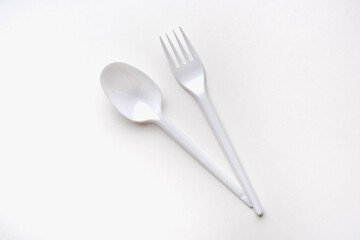 disposable tableware, plastic spoons, table setting