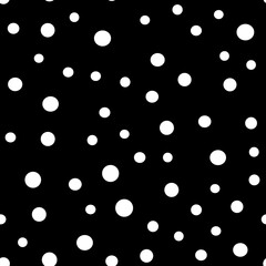 Dots seamless pattern. Random small circles texture background. Monochrome. Polka dots.