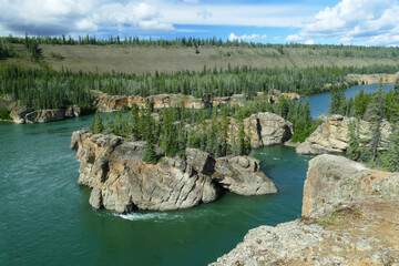 Five Finger Rapids on Yukon River, famous from Klondike Gold Rush time, Yukon, Canada