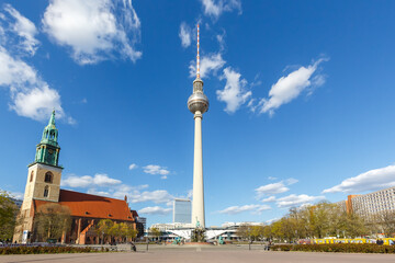 Berlin Skyline tv tower Alexanderplatz Alexander square in Germany