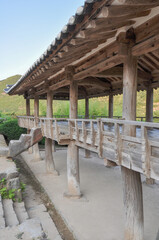 Close-up of rustic lantern within main gate house. Selective focus. Byeongsan Seowon, Andong, South Korea.