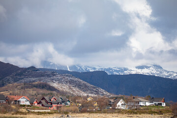 Fototapeta na wymiar Out for a walk in beautiful spring weather at Salhus - Brønnøysund,Helgeland,Nordland county,Norway,scandinavia,Europe