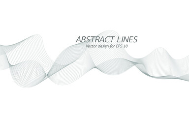 Abstract wave design geometric pattern. Background digital technology line frequency, smooth stripe, color tone white gray and black. Graphic element concept with copy space, crypto currency. Vector.