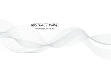 Abstract wave design geometric pattern. Background digital technology line frequency, smooth stripe, color tone white gray and black. Graphic element concept with copy space, crypto currency. Vector.