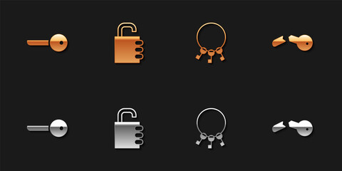 Set Key, Safe combination lock, Bunch of keys and Broken icon. Vector