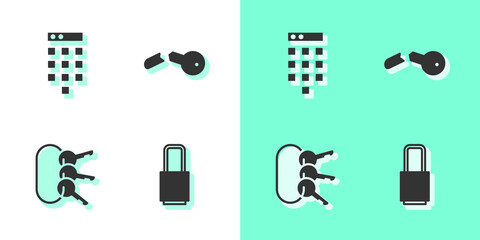 Set Lock, Password protection, Bunch of keys and Broken icon. Vector