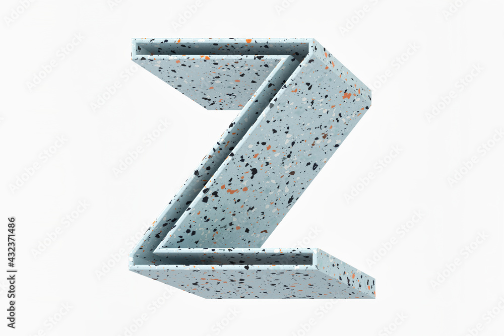 Aufkleber 3d font letter z solid shadow design. light blue terrazzo style pattern. high definition 3d renderin