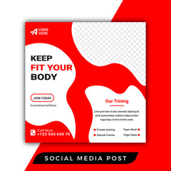 Creative fit your body gym social media post template 