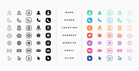collection of business card icons in various styles - obrazy, fototapety, plakaty