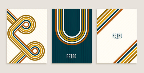 retro style stripe lines flow poster design background - obrazy, fototapety, plakaty