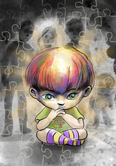 Asperger Spektrum Innere Welt Kind Illustration