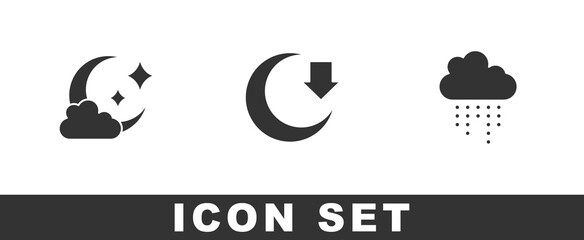 Set Cloud with moon, Moon and rain icon. Vector © Kostiantyn