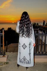 Stylish image of a young attractive girl in a moroccan dress.
