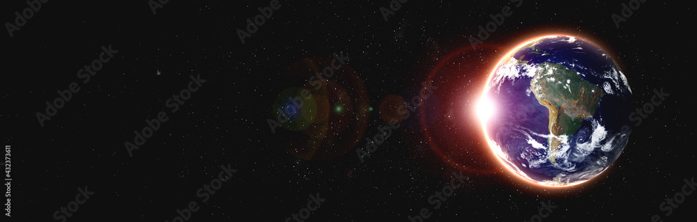 Aufkleber planet earth globe view from space showing realistic earth surface and world map as in outer space p