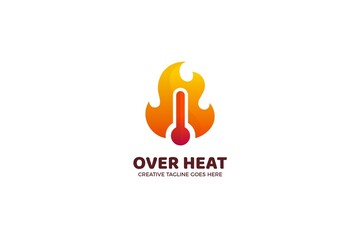 Over Heat Temperature Logo Template