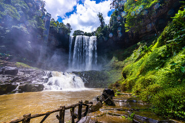 Beautiful Dambri waterfall is inside the forest, Bao Loc city, VietNam