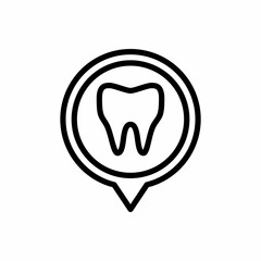 Dentist location pin icon with outline style. Placeholder vector icon