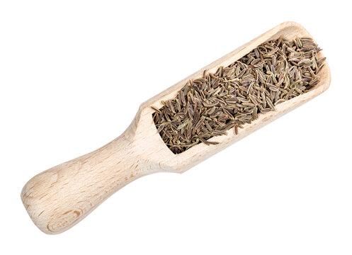kala zeera seeds in wood scoop cutout