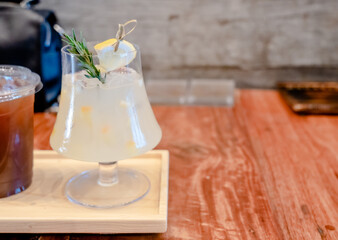 Lychee Juice on wooden table