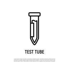 Test tube thin line icon. Laboratory research. Medical exam. Vector illustrstion.