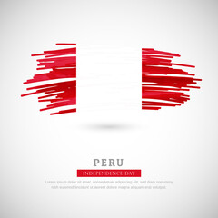 Brush flag of Peru country. Happy independence day of Peru with grungy flag background