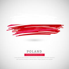 Brush flag of Poland country. Happy independence day of Poland with grungy flag background