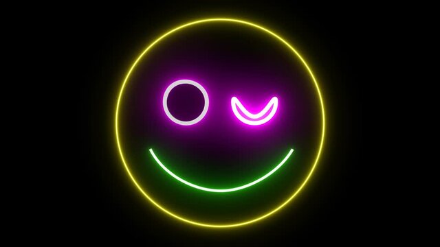 blink face animated glowing neon light