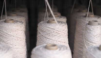 A row of die tubes of the textile industry in factories