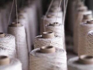 A row of die tubes of the textile industry in factories