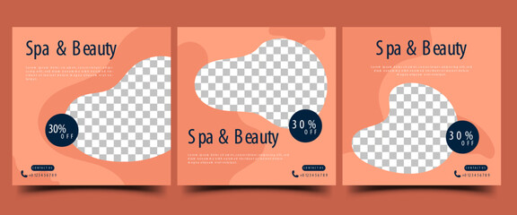 Spa, beauty, massage social media post template design. Modern banner template with place for the photo. Suitable for social media, flyers, banners, and websites.