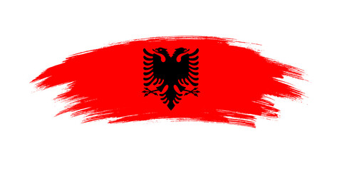 Artistic grunge brush flag of Albania isolated on white background