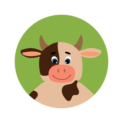 Cute cow head. Template for logo design, card, print