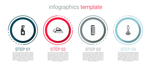 Fototapeta premium Set Cleaning spray bottle, Electric iron, Hairbrush and Toilet. Business infographic template. Vector