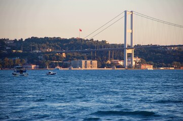 Blue sea and brige on Bosphorus in Istanbul