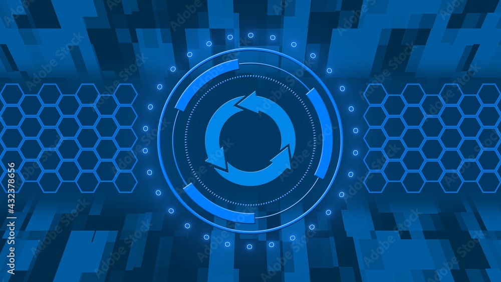 Poster Cyber security concept - update sign in hud elements - abstract background of honeycomb and rectangle elements - 3D Illustration