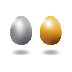 A couple of silver and golden egg vector.