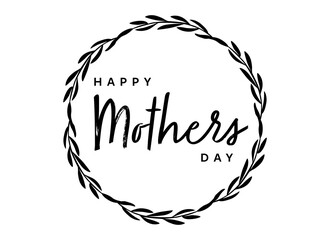 Elegant mothers day graphic greeting card with circle contrast frame element and modern style, 9May. Mother day poster